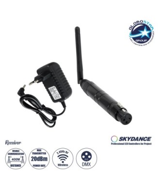GLOBOSTAR® SKYDANCE-DM-WR 71578 DMX512 Ασύρματος Δέκτης RF 2.4Ghz ISM GFSK 20dBm 400m Θηλυκό XLR3 DC 5V IP20 - Μ1.9 x Π1.9 x Υ22cm - 5 Χρόνια Εγγύηση
